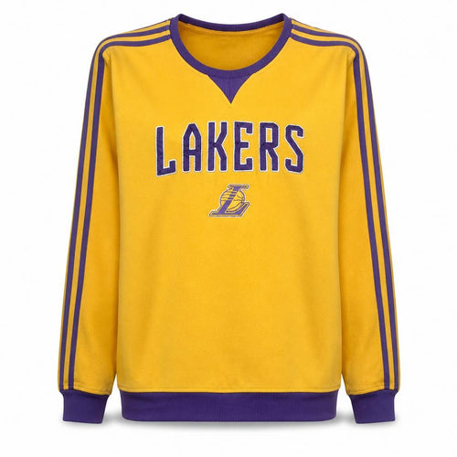 Adidas Men’s Yellow Lakers Pullover Sweatshirt XL Logo Sportswear