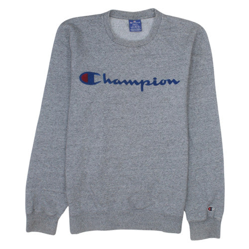 Champion Men's Grey Crew Neck Logo Sweatshirt Size S