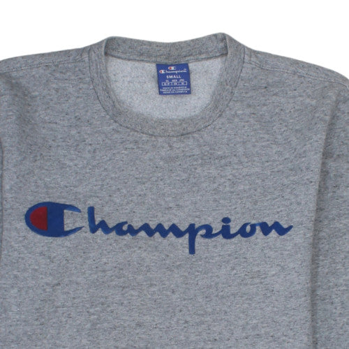 Champion Men's Grey Crew Neck Logo Sweatshirt Size S