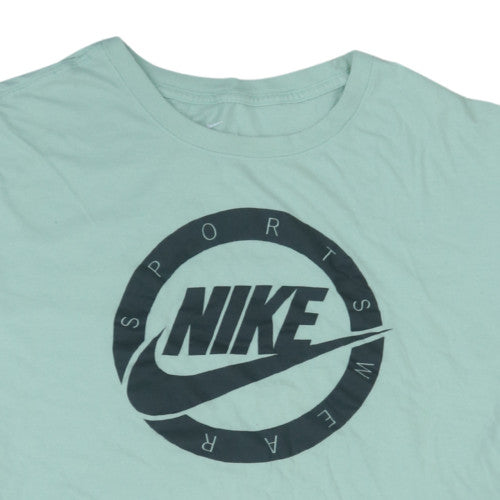 Nike Men's Green 3XL Sports Graphic Crew Neck Cotton T-Shirt