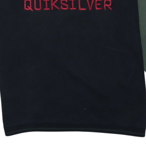 Quiksilver Mens Black Green Embroidered Logo Sweatshirt L