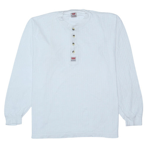 Levi's Men's White Henley Long Sleeve Vintage Cotton Sweatshirt M