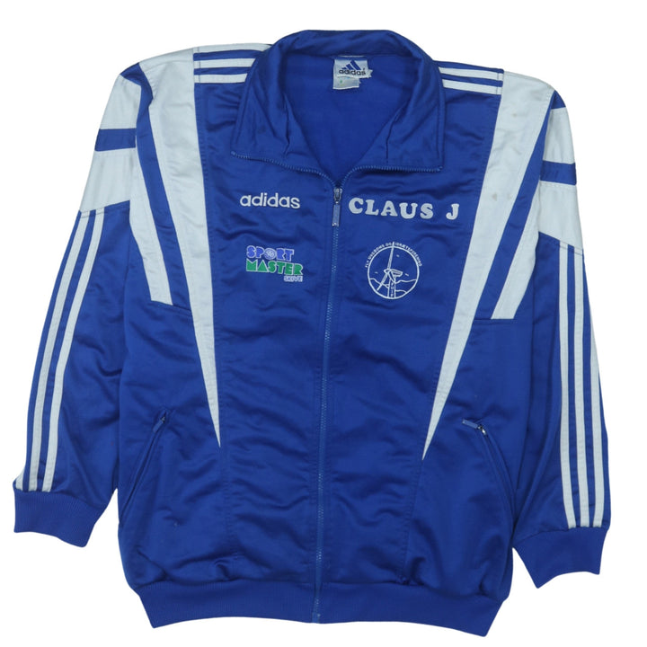 Adidas Men Blue Full Zip Retro Track Sweatshirt L Sports Logo