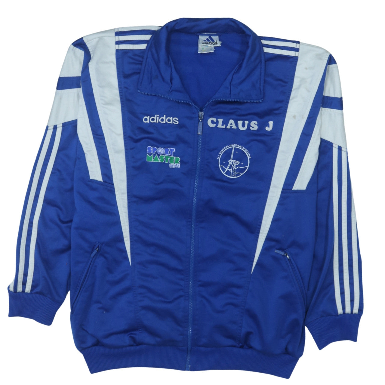 Adidas Men Blue Full Zip Retro Track Sweatshirt L Sports Logo