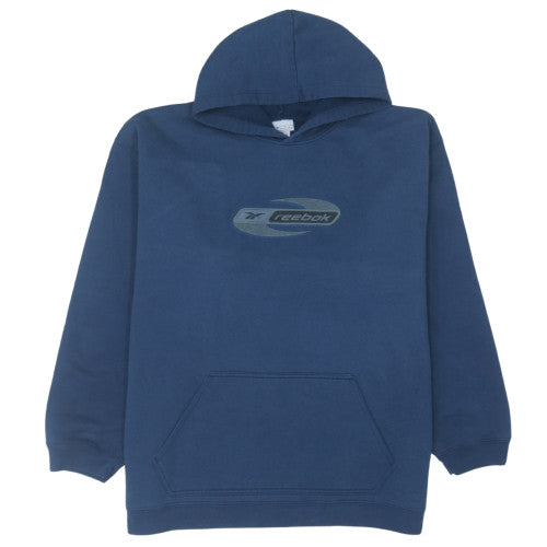 Reebok Mens Blue Pullover Hoodie Size L Vintage Sports Fleece