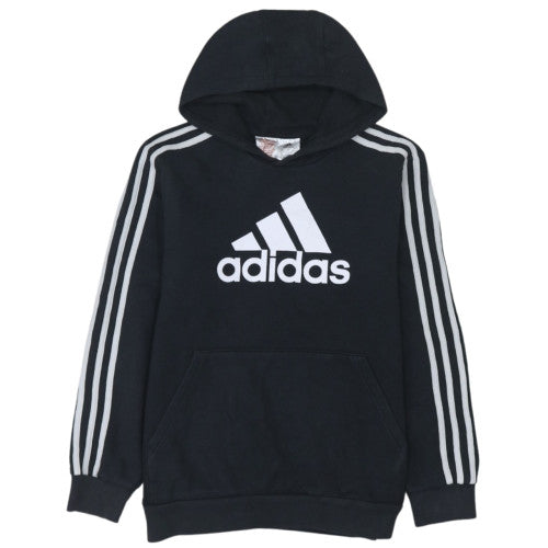 Adidas Boys Black 13-14 Years Pullover Hoodie with Logo Detail