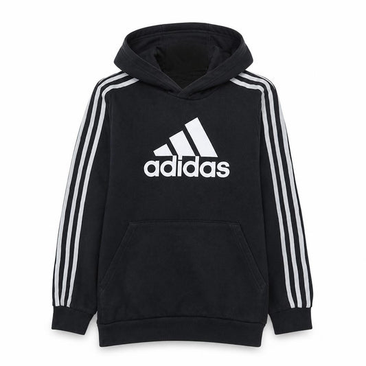 Adidas Boys Black 13-14 Years Pullover Hoodie with Logo Detail