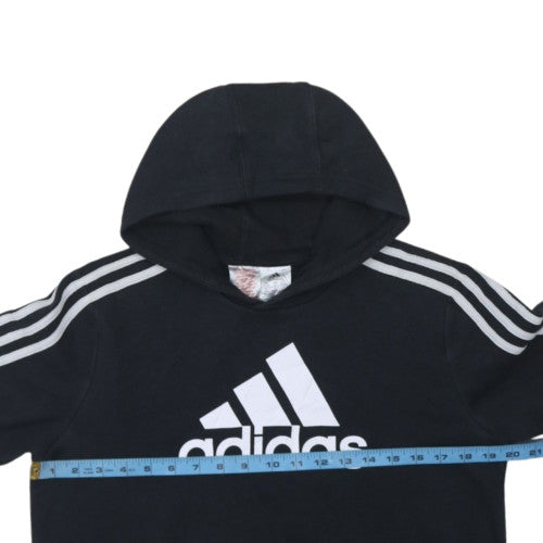 Adidas Boys Black 13-14 Years Pullover Hoodie with Logo Detail