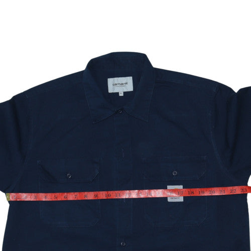 Carhartt Men’s Blue S/S Master Shirt XL Regular Fit Button-Up