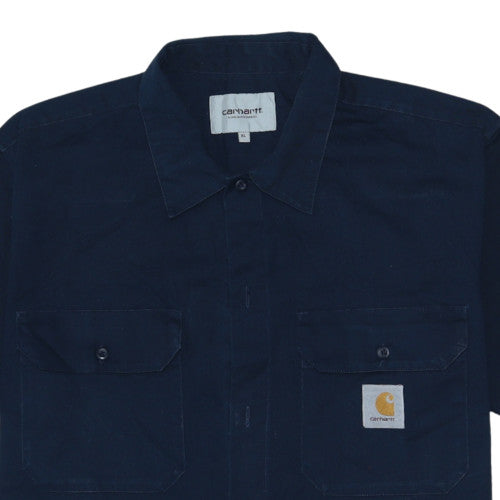 Carhartt Men’s Blue S/S Master Shirt XL Regular Fit Button-Up