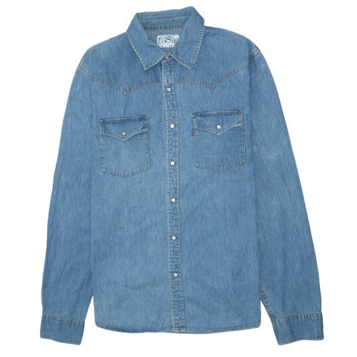Levi Strauss Women's Blue Denim Western Button-Up Shirt Size L