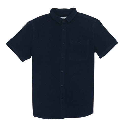 Quiksilver Men's Blue Cotton Short Sleeve Button-Up Shirt M