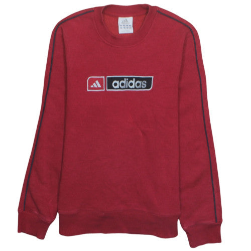 Adidas Men's Red Logo Crew Neck Pullover Sweatshirt Size L