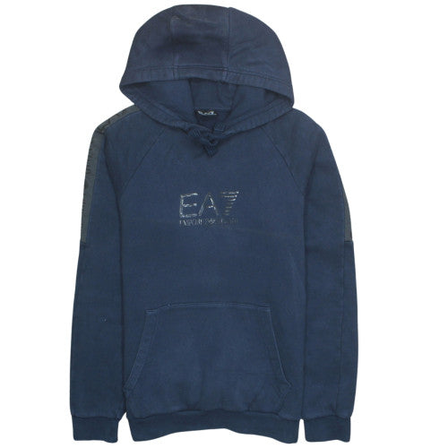 Emporio Armani EA7 Men Blue Pullover Hoodie Medium Hooded Fleece