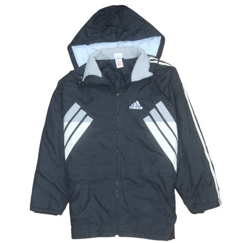 Adidas Men's Black L Lined Hooded Sports Windbreaker Jacket