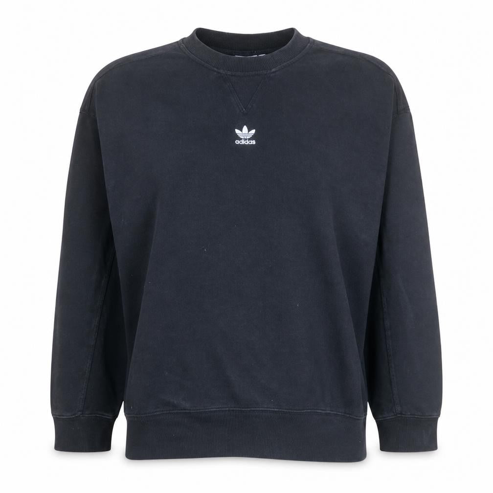 Front view of Adidas women’s black crew neck pullover sweatshirt uk 16 lined cotton blend