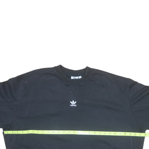 Adidas Womens Black Crew Neck Pullover Sweatshirt UK 16 Lined Cotton Blend