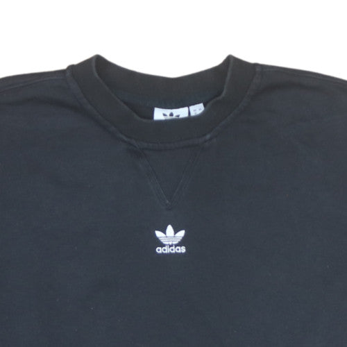Adidas Womens Black Crew Neck Pullover Sweatshirt UK 16 Lined Cotton Blend