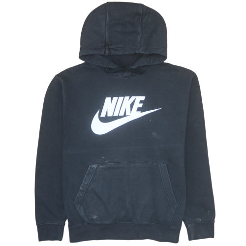 Nike Womens Black Large Pullover Hoodie Sweatshirt Logo Cotton Blend