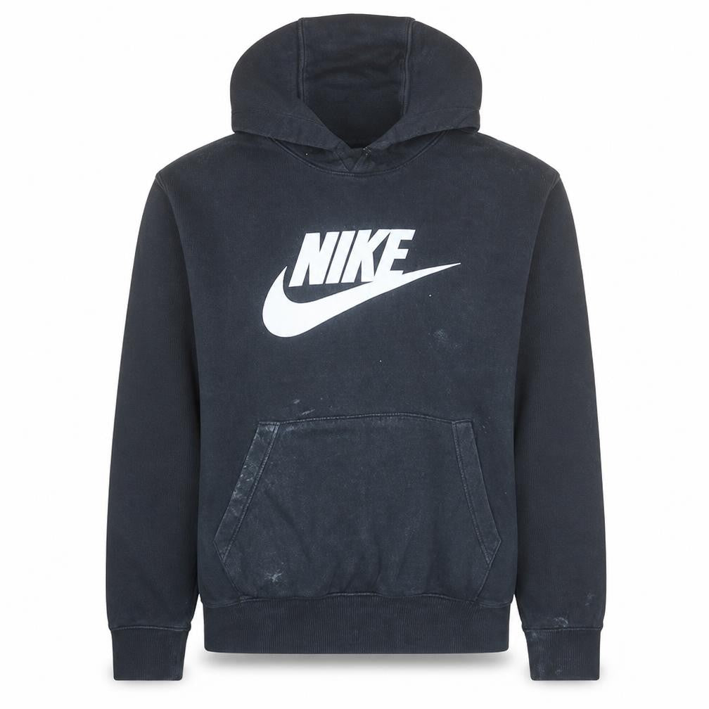 Front view of Nike women’s black large pullover hoodie sweatshirt logo cotton blend