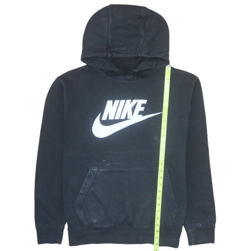 Nike Womens Black Large Pullover Hoodie Sweatshirt Logo Cotton Blend