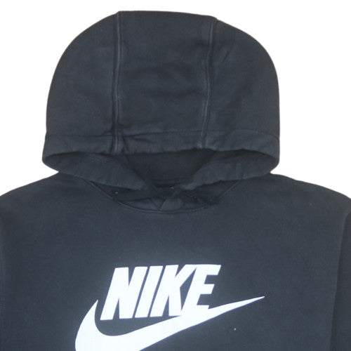 Nike Womens Black Large Pullover Hoodie Sweatshirt Logo Cotton Blend