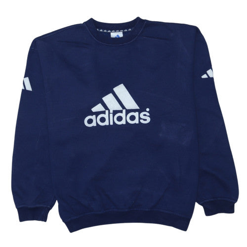 Adidas Men's Blue Crew Neck Sweatshirt Large Logo Classic Fit