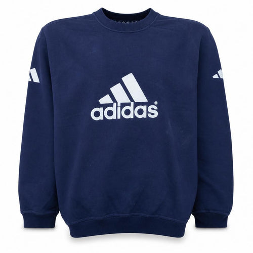 Adidas Men's Blue Crew Neck Sweatshirt Large Logo Classic Fit