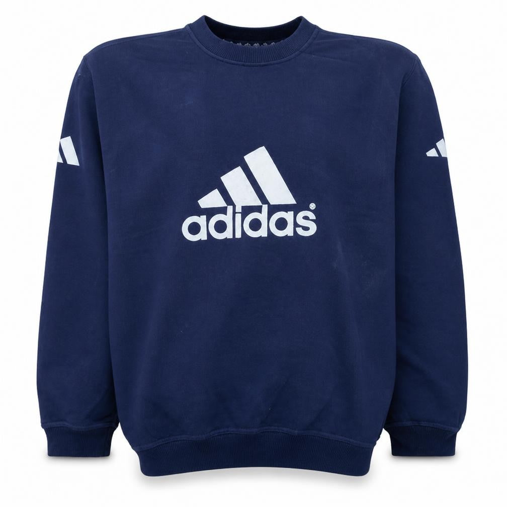 Adidas Men's Blue Crew Neck Sweatshirt Large Logo Classic Fit