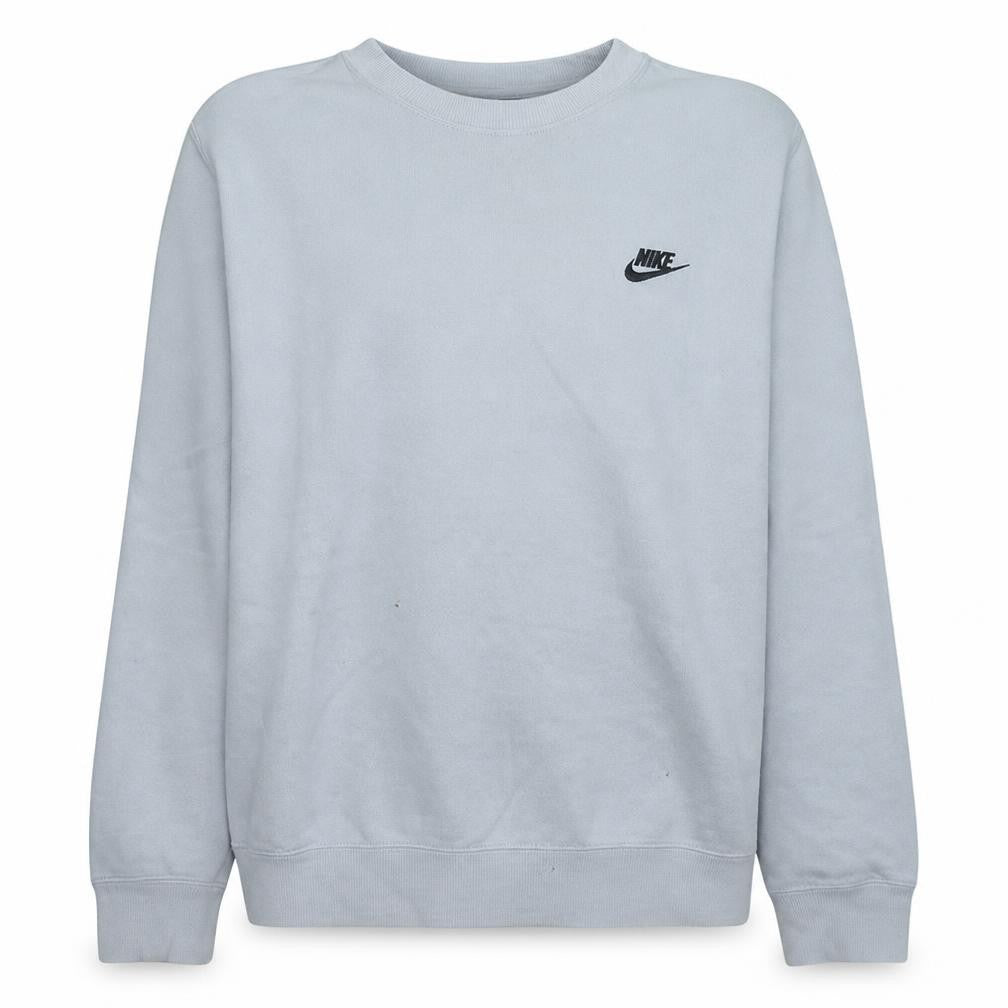 Front view of Nike Men's White L Crew Neck Pullover Sweatshirt Classic Sports Style