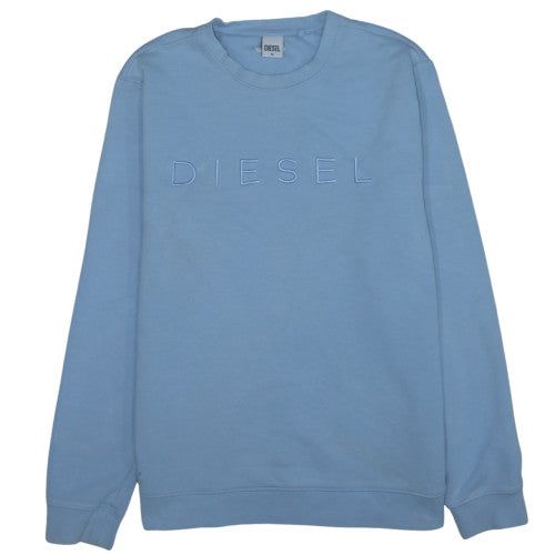 Diesel Men's Blue XL Pullover Sweatshirt Embroidered Logo Crew Neck
