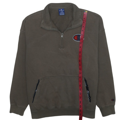 Champion Men's Brown 1/2 Zip Fleece Sweatshirt Size L