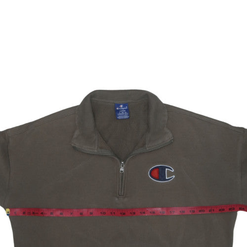 Champion Men's Brown 1/2 Zip Fleece Sweatshirt Size L