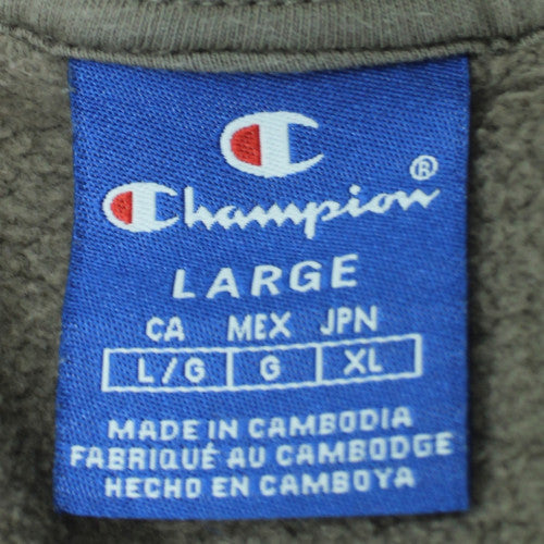 Champion Men's Brown 1/2 Zip Fleece Sweatshirt Size L