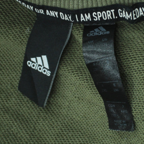 Adidas Mens Green Logo Crew Neck Pullover Sweatshirt Size L