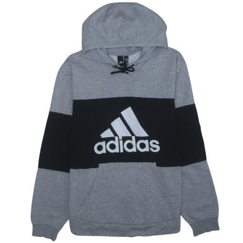 Adidas Men's Grey Black Pullover Hoodie Regular Fit Size M