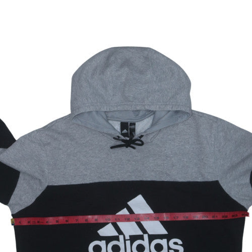 Adidas Men's Grey Black Pullover Hoodie Regular Fit Size M