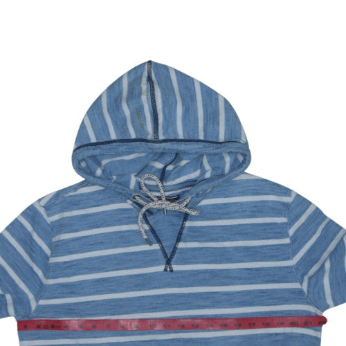 Tommy Hilfiger Men’s Blue Striped Pullover Hoodie XL Vintage Fit