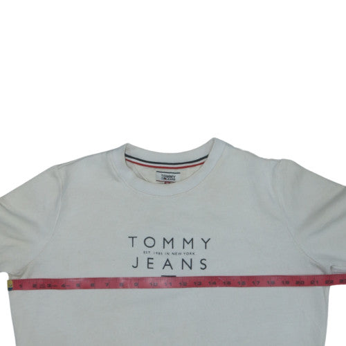 Tommy Jeans Men's White Logo Crew Neck Sweatshirt Size M