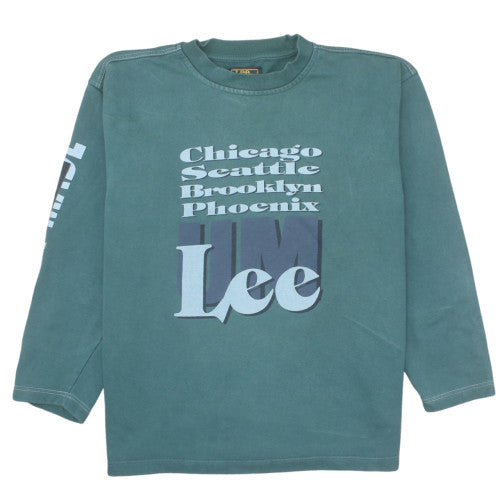 Lee Men's Green Long Sleeve Pullover Sweatshirt L Vintage Graphic