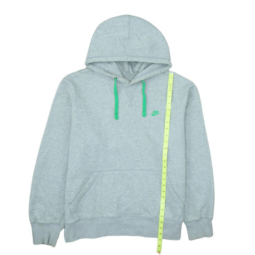 Nike Men's Grey XL Pullover Hoodie with Green Logo Drawstring