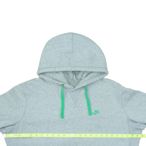 Nike Men's Grey XL Pullover Hoodie with Green Logo Drawstring