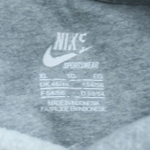 Nike Men's Grey XL Pullover Hoodie with Green Logo Drawstring