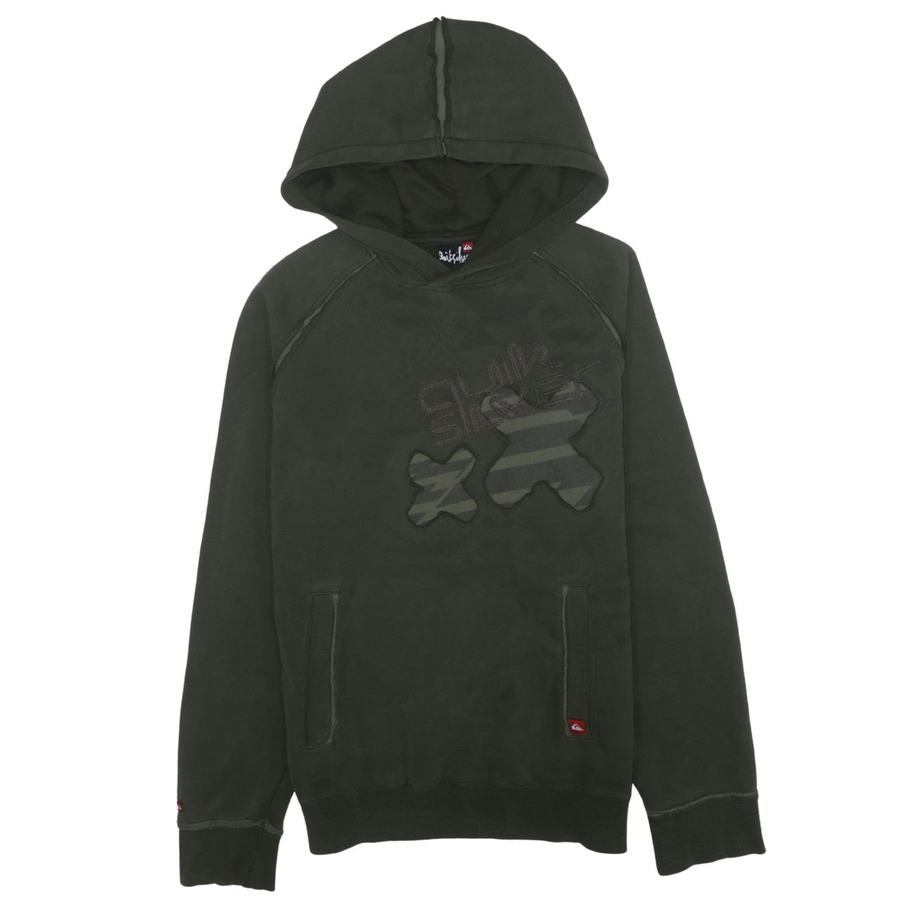 Quiksilver Mens Green Pullover Hoodie L Logo Graphic Sweatshirt