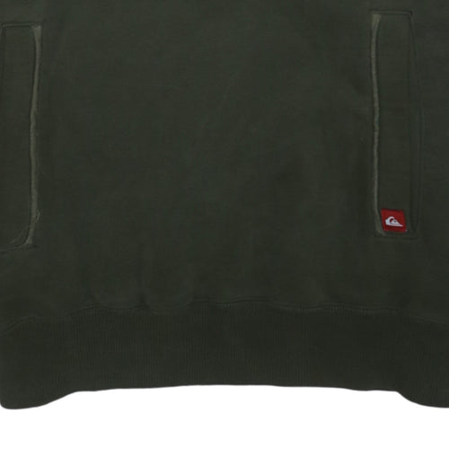 Quiksilver Mens Green Pullover Hoodie L Logo Graphic Sweatshirt