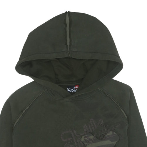 Quiksilver Mens Green Pullover Hoodie L Logo Graphic Sweatshirt