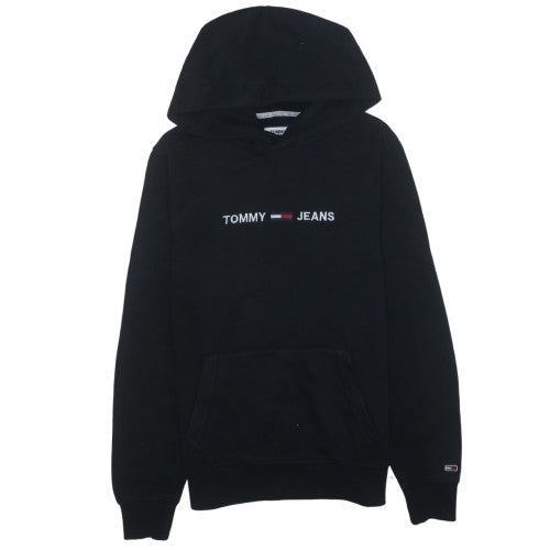 Tommy Jeans Men's Black S Pullover Hoodie with Embroidered Logo