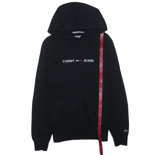 Tommy Jeans Men's Black S Pullover Hoodie with Embroidered Logo