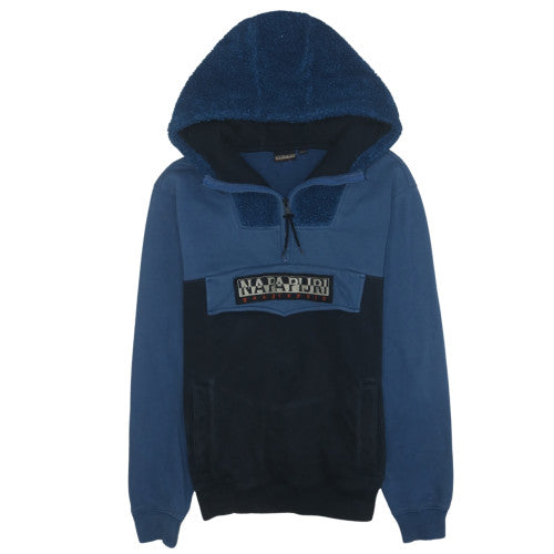 Napapijri Men's Blue 1/2 Zip Fleece Hoodie Size S
