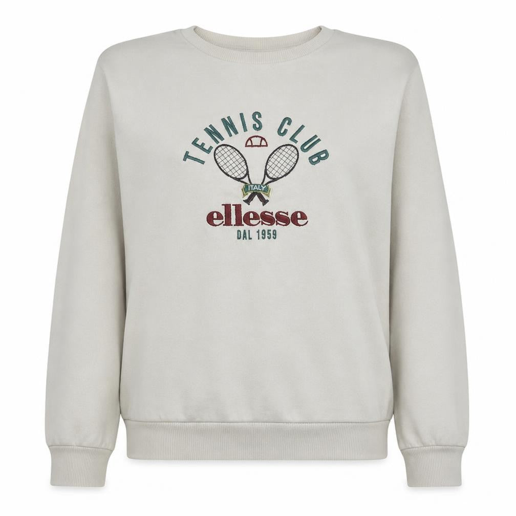Ellesse Women's Beige Crew Neck Tennis Club Sweatshirt UK 8